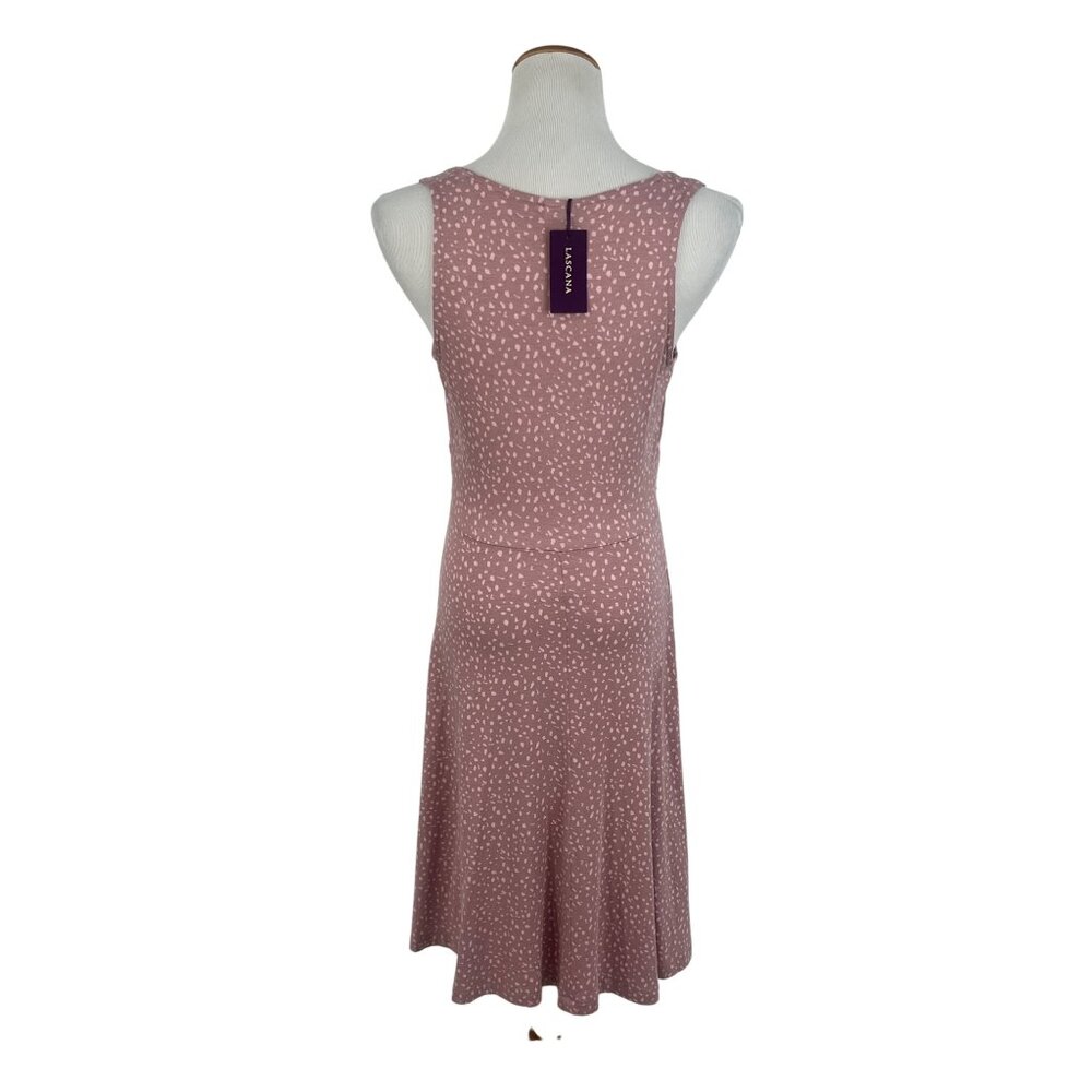 NWT Lascana Pink Sleeveless Ruched Printed Casual Soft Stretchy Flowy Mini Dress - Picture 4 of 16